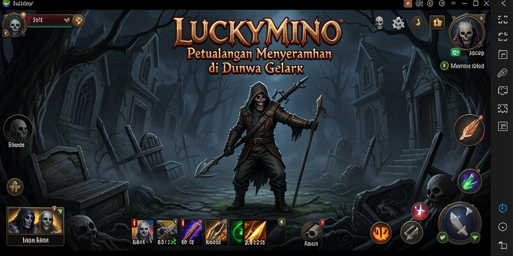 Tangkapan layar gameplay LUCKYMINO dengan suasana Horror yang menegangkan.