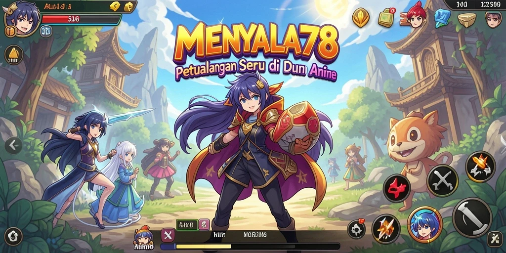 Tampilan gameplay seru di dunia anime yang penuh warna.